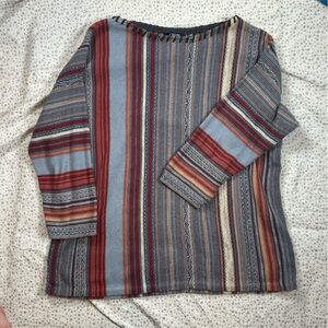Chaps Denim Blue and Brown striped Knit Sweater